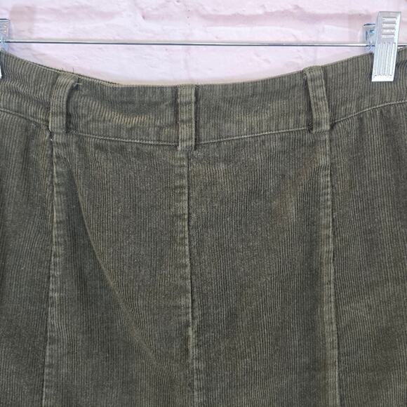 M Abound Womens Dark Green Corduroy Mini Skirt Size S Fall Snap Button Front - Picture 5 of 8